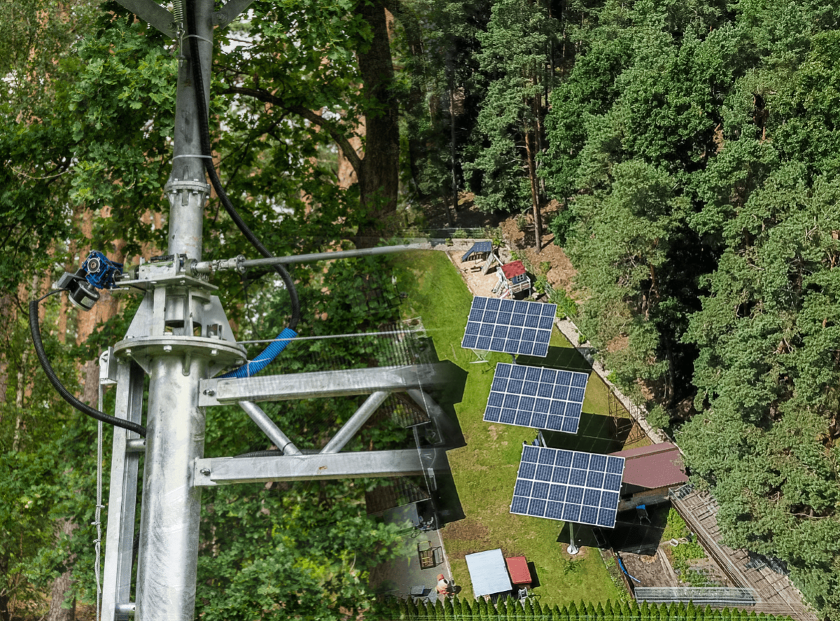 Integrated dual-axis solar tracker system with common drive and control